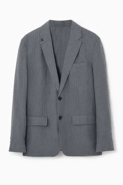 Cos Unstructured Linen Blazer - Regular In Grey