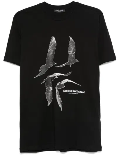 Costume National Contemporary Birds-print T-shirt In 黑色