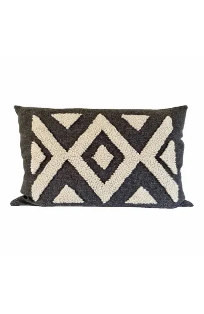 Cotton Tree Punch Needle Ndebele Pillow In Natural/charcoal-p2-cover Only