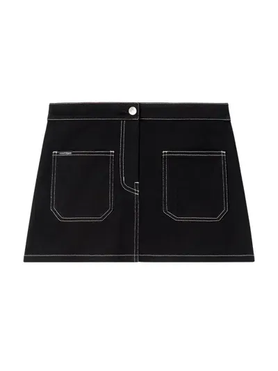 Courrèges 2-pocket Topstitched Denim Mini Skirt In Black