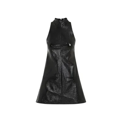 Courrèges Courregès 2 Pockets Vinyl A-line Dress In Black