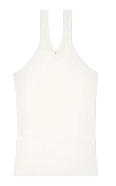 Courrèges Logo-embroidered Ribbed Tank Top In White