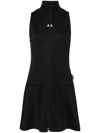 Courrèges Abito Interlock Tracksuit Dress Woman Black In Polyester