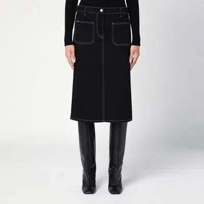 Courrèges Courregès  Black Denim Midi Skirt