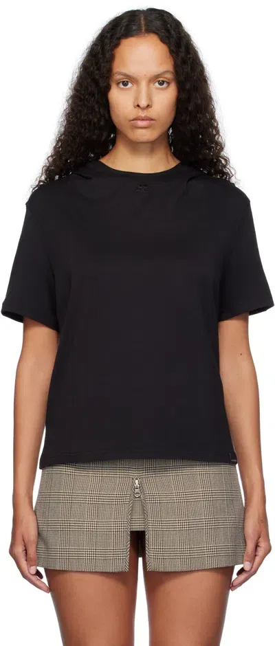 Courrèges Black Hooded T-shirt In 9999 Black