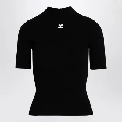 Courrèges Ribbed Fitted Top In Black