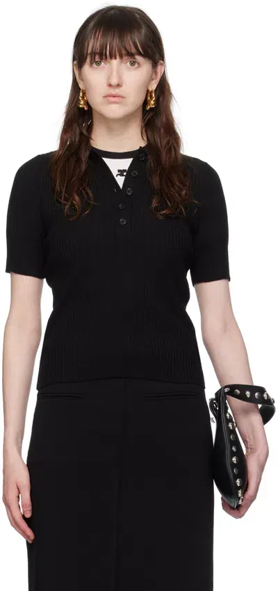 Courrèges Black Signature Polo In 9999 Black