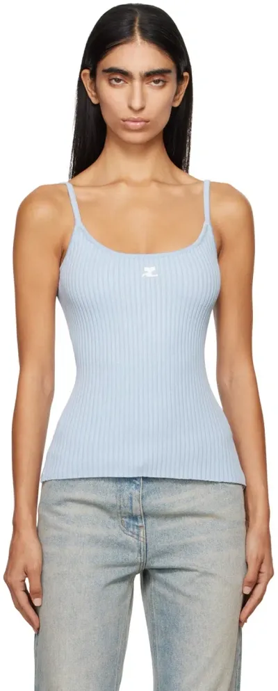 Courrèges Blue Rib Knit Camisole In 7005 Sky