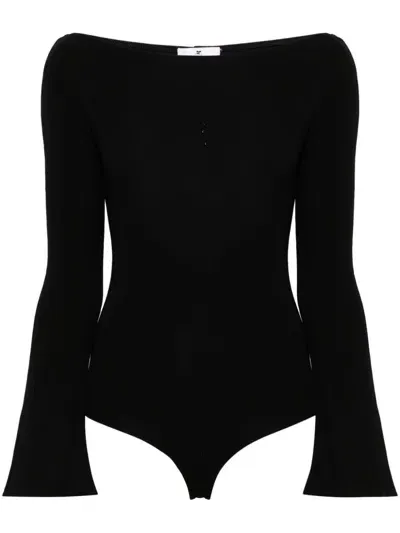 Courrèges Zip-detail Jerey Bodysuit In Black