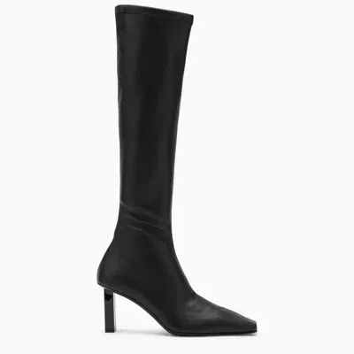 Courrèges Chic Square Toe Stretch Boots In Black