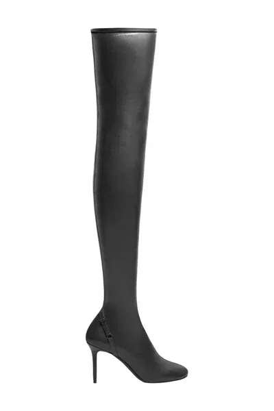 Courrèges Black Oblique Vinyl Tall Boots