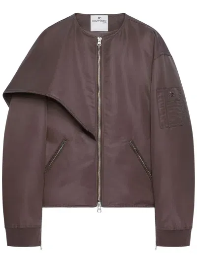 Courrèges Bow-collar Bomber Jacket In Brown