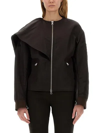 Courrèges Bow Neck Bomber Jacket In Brown