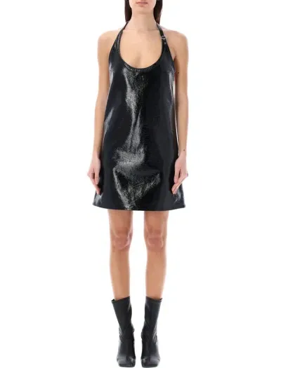 Courrèges Buckle Babydoll Vinyl Dress In Black