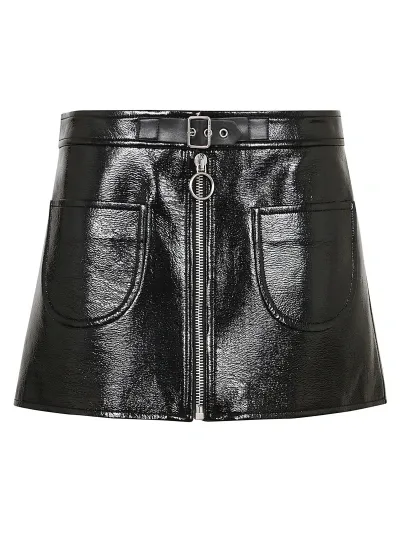 Courrèges Vinyl Mini Skirt In Black