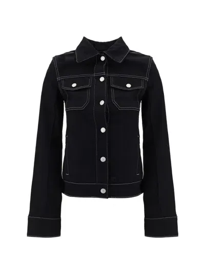 Courrèges Denim Jacket Flap Pockets In Schwarz