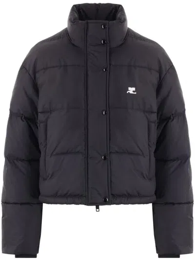 Courrèges Cropped Puffer Jacket In Black