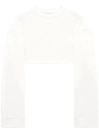 Courrèges Cocoon Fleece Cropped Sweater Women Withe In Cotton In White