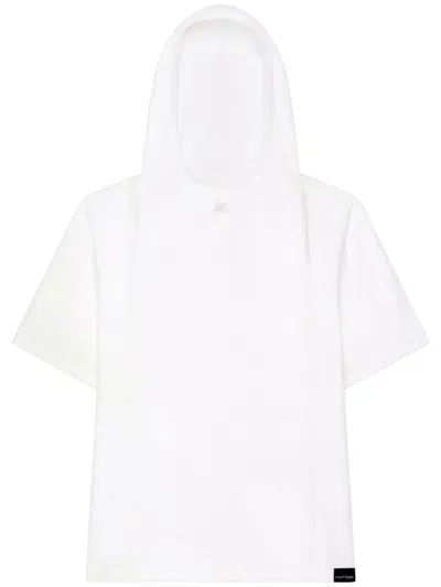 Courrèges Cotton Hooded T-shirt In White