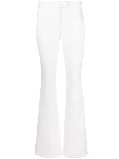 Courrèges Crepe-texture Bootcut Trousers In Neutrals