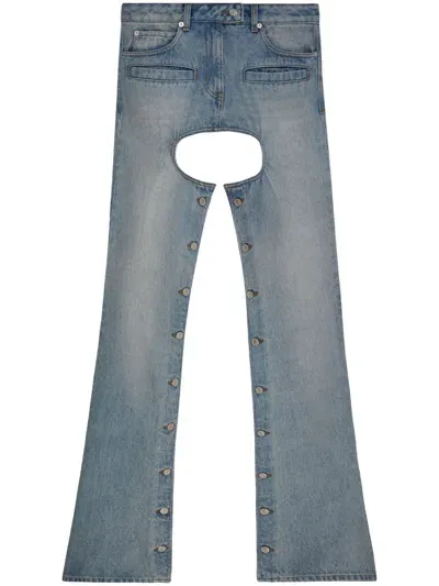 Courrèges Cut-out Flared Denim Trousers In Blue