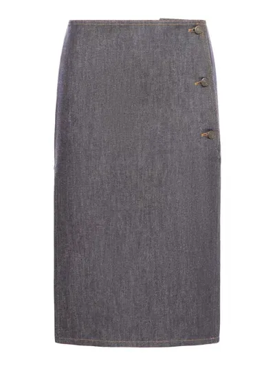 Courrèges Denim Skirt In Grey