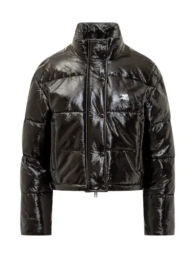 Courrèges Down Jacket With Logo In Black