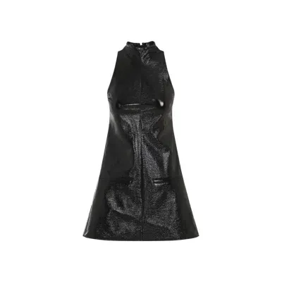 Courrèges A-line Vinyl Mini Dress In Black