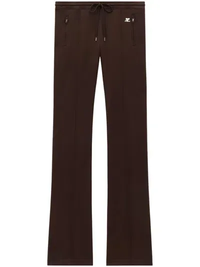 Courrèges Embroidered-logo Track Pants In Brown