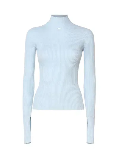 Courrèges Fitted Turtleneck Sweater In White