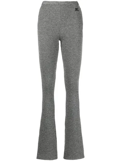 Courrèges Flared Knitted Trousers In Grey