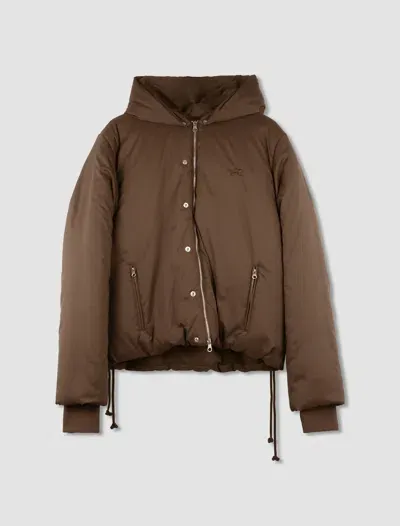 Courrèges Giacca Nylon Hooded In Coffee