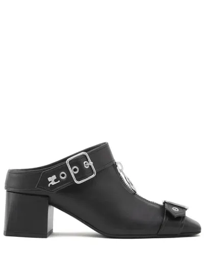 Courrèges Gogo 55mm Leather Mules In 黑色