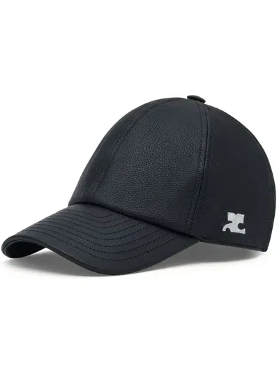 Courrèges Gogo Leather Cap In Black