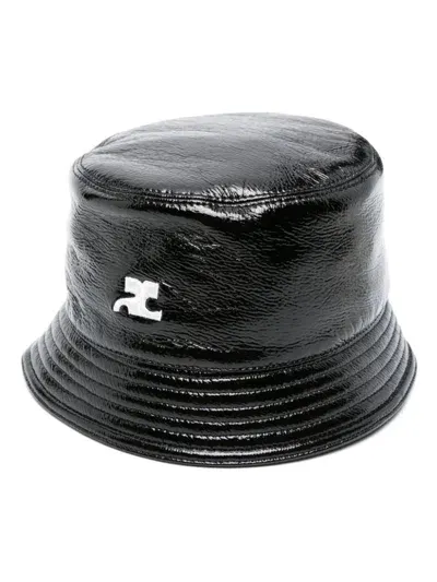 Courrèges Signature Vinyl Bucket Hat In Black