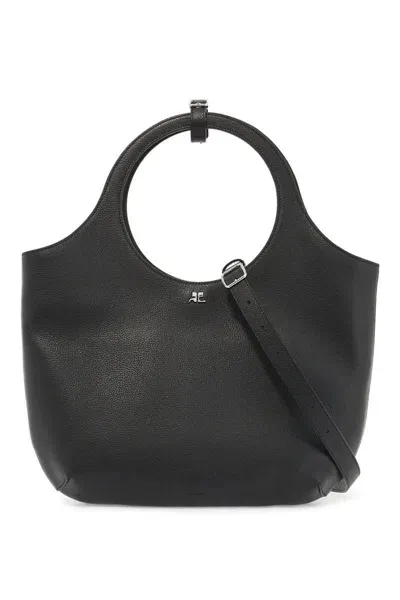 Courrèges Medium Holy Handbag In Black