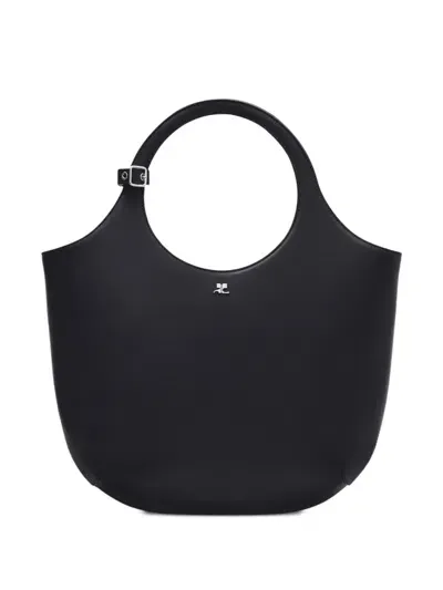 Courrèges Holy Midi Leather Bag In Black