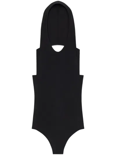 Courrèges Hooded Bodysuit In Black