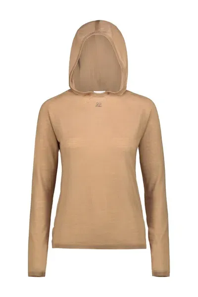 Courrèges Hoodie Knit Second Skin Clothing In Beige