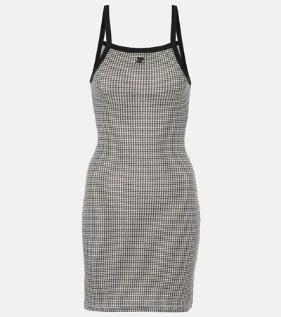 Courrèges Houndstooth Cotton Minidress In Grey