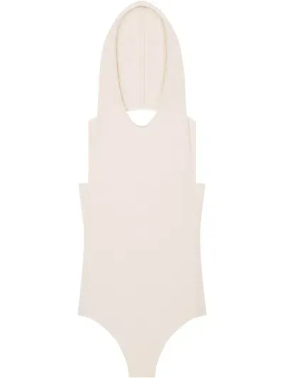 Courrèges Illusion Hooded Bodysuit In Neutrals