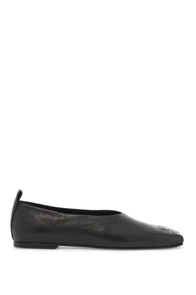 Courrèges Black Minimal Leather Loafers