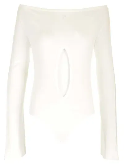 Courrèges Jersey Bodysuit With Cut Out In White