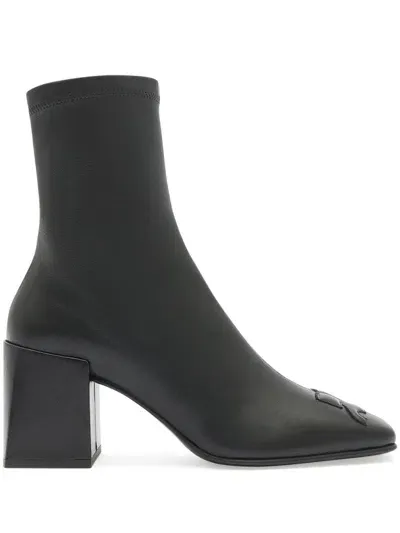 Courrèges Leather Block-heel Ankle Boots In Black