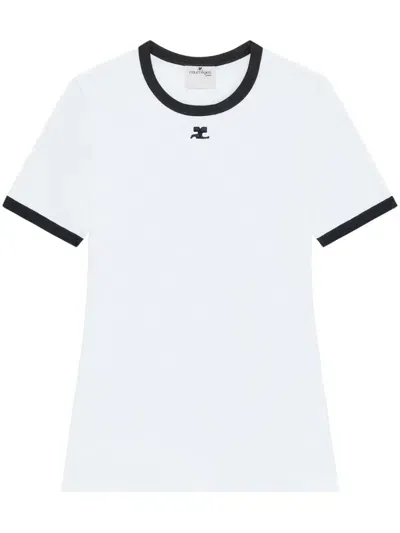 Courrèges Courregès Logo Cotton T-shirt In White