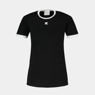 Courrèges Courregès Logo Cotton T-shirt In Black