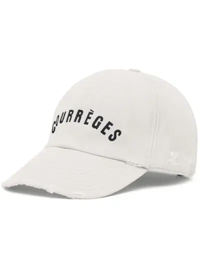 Courrèges Logo-embroidered Cotton Baseball Cap In Neutrals