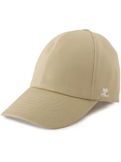 Courrèges Logo-embroidered Cotton Cap In Neutrals