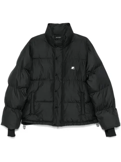 Courrèges Logo-embroidered Puffer Jacket In Black