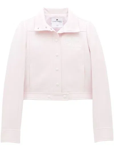 Courrèges Logo-patch Cropped Jacket In Pink